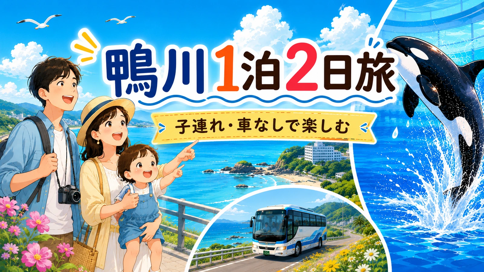 2歳半と鴨川シーワールド｜車なし1泊2日子連れ実体験レポ｜高速バス・亀の井ホテル・シャチショーの注意点