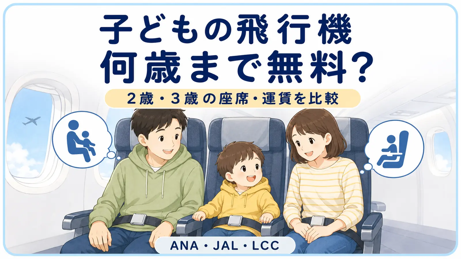 子どもの飛行機は何歳まで無料？2歳・3歳の座席・運賃をANA・JAL・LCCで比較